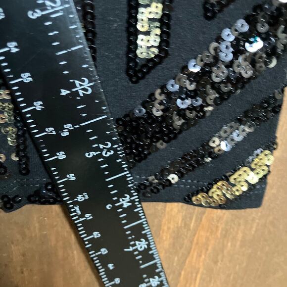 Express Womens Pants Black Gold Sequin High Rise Pull On Legging Stretch Small - Picture 9 of 12